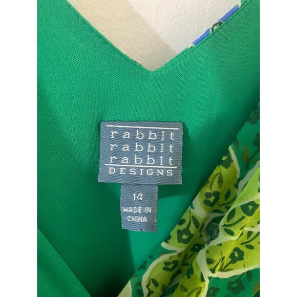 Vintage Rabbit Rabbit Rabbit Women's Green Chiffon Maxi Dress - 14 - Picture 2 of 12